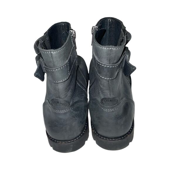 Birkenstock Stowe Leather Buckle Moto Ankle Boots in Charcoal Grey   Size: EU 39 - Picture 5 of 8